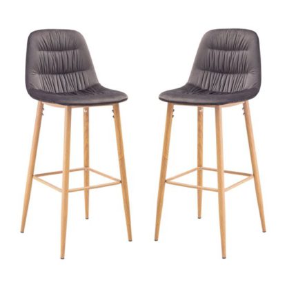 An Image of Harper Grey And Silver Finish Bar Stool In Pair