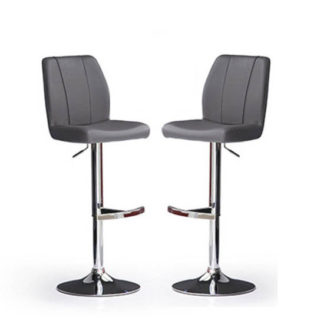 An Image of Naomi Bar Stools In Grey Faux Leather in A Pair
