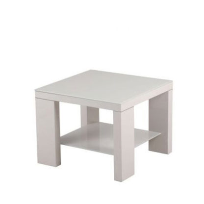 dbe7a765f092727bd1326295357b00b7903b3c8d79bcd4a7e31cba58199d34ec.jpg An Image of Alford Glass Side Table Square With Light Grey High Gloss