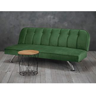 An Image of Wingert Velvet Sofa Bed In Green With Silver Finished Legs