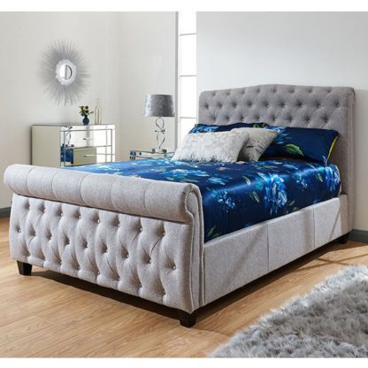 An Image of Lucerne Side Lift Chenille Fabric Ottoman Double Bed In Grey