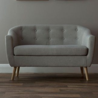 An Image of Felio 2 Seater Sofa In Natural Fabric With Wooden Legs