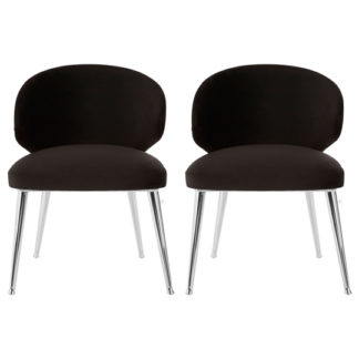 An Image of Markeb Fabric Dining Chair With Steel Base In Pair