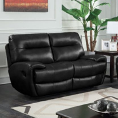 An Image of Orionis LeatherGel And PU Recliner 2 Seater Sofa In Black