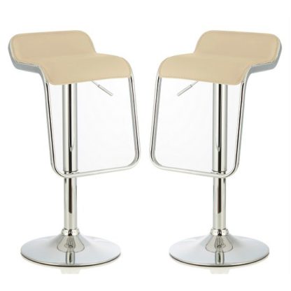 dc4e98e2d4b3b593c9d3cffac01c8aefe344cbb3c071f5f5bd73df6ff3a4f25a.jpg An Image of Mestler Modern Bar Stool In Cream Faux Leather In A Pair