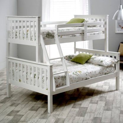 An Image of Katie Wooden Triple Sleeper Bunk Bed In White Pine