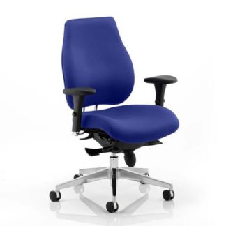 An Image of Chiro Plus Office Chair In Stevia Blue With Arms