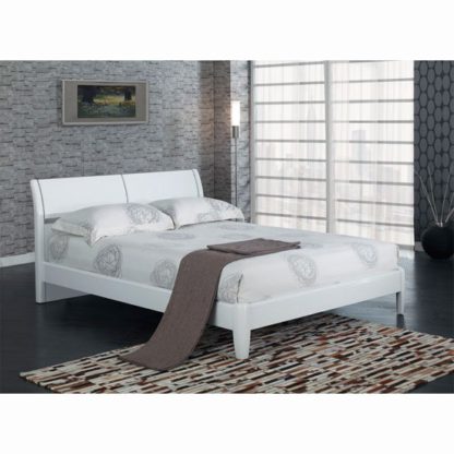 An Image of Zeta Modern Double Bed In White High Gloss