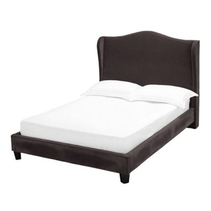 An Image of Chateaux Wing Double Fabric Bed In Charcoal