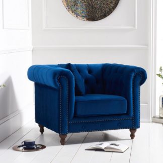 An Image of Mentor Modern Fabric Sofa Chair In Blue Plush