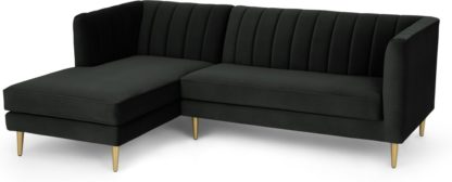 An Image of Amicie Left Hand Facing Chaise End Corner Sofa, Dark Anthracite Velvet