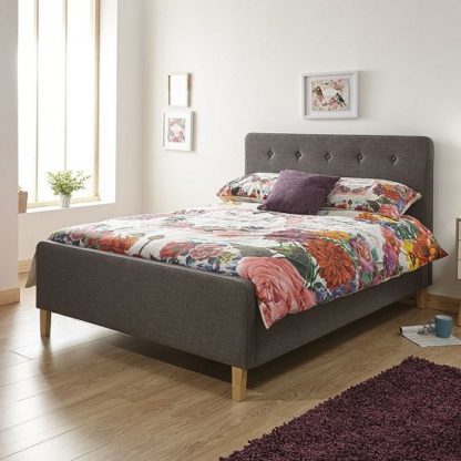 An Image of Ronnie King Size Fabric Ottoman Storage Bed In Grey