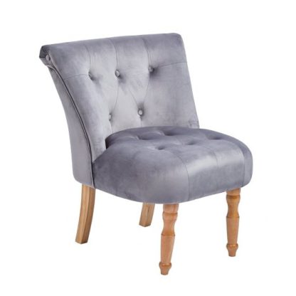 An Image of Alger Fabric Occasional Chair In Silver With Wooden Legs
