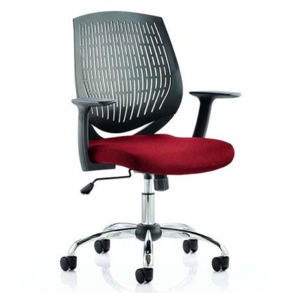 dd522ccecc994b406cf9f06848a2e1732971f97a3ca85b7ff2b3b1c2465e6b42.jpg An Image of Dura Black Back Office Chair With Ginseng Chilli Seat