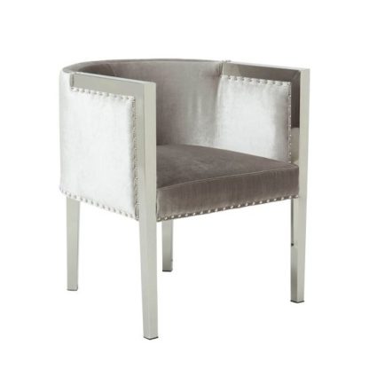 An Image of Granada Modern Accent Chair In Grey Velvet With Metal Legs