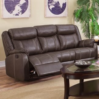 An Image of Leeds LeatherLux And PU Recliner 3 Seater Sofa In Espresso