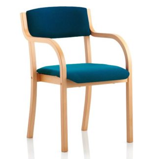 An Image of Charles Office Chair In Kingfisher And Wooden Frame With Arms