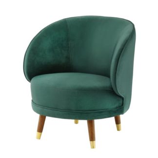 An Image of Savannah Soft Velvet Bedroom Chair In Forest Green