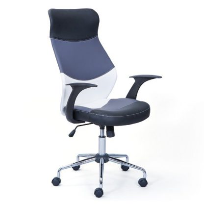 An Image of Carlow Office Chair In Faux Leather With Chrome Base And Castors