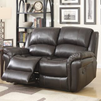 An Image of Claton Recliner 2 Seater Sofa In Brown Faux Leather