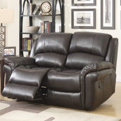 de5ce7ec39f543edfc5b465d70f6c7b0405a65df0a4725513f4ff3782826ac56.jpg An Image of Claton Recliner 2 Seater Sofa In Brown Faux Leather