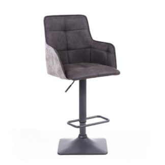An Image of Orion Suede Effect Bar Stool In Dark Grey With Metal Base