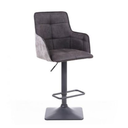 de67e680c01dd2650b12e5b26c1b1fb6425a54917839cf550b7a8238c37d93ed.jpg An Image of Orion Suede Effect Bar Stool In Dark Grey With Metal Base