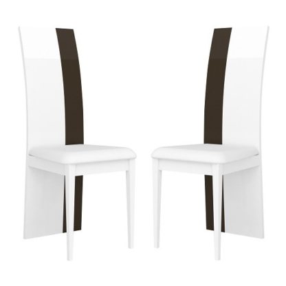 An Image of Ramet Dining Chairs In White And Grey Lacquered In A Pair