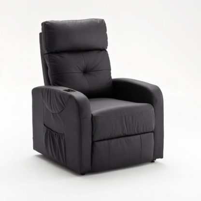 An Image of Milano Relaxing Chair In Black Faux Leather With Rise Function