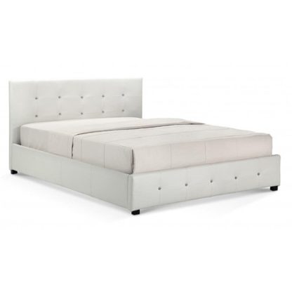 An Image of Quartz Faux Leather Storage King Size Bed In White
