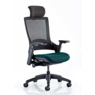An Image of Molet Black Back Headrest Office Chair With Maringa Teal Seat