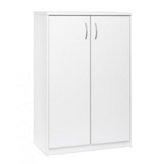 An Image of Aquarius Narrow Shoe Storage Cabinet In White With 2 Doors