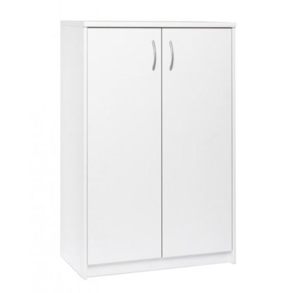 dfb37a60472076ed146f687bffc2630a507a7eb84baadd9eefbd6bc44961aa07.jpg An Image of Aquarius Narrow Shoe Storage Cabinet In White With 2 Doors