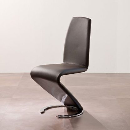 dfcdd3de3fa92e8f37cde76555ac18231ad05217ebb70e0bf958ff4aa6bb1176.jpg An Image of Swing II Metal Swinging Brown Real Leather Dining Chair