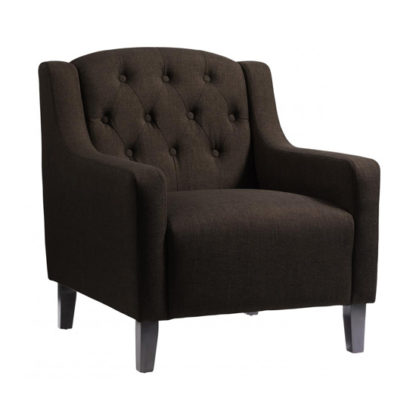 An Image of Pemberley Fabric Upholstered Arm Chair In Brown