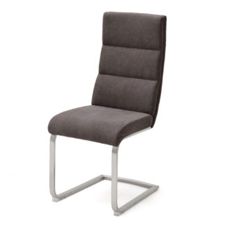 An Image of Hiulia Fabric Cantilever Dining Chair In Brown