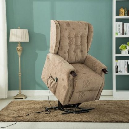 e048891ef277cd4387eec8effa0a4bf4a579b00fa7e272175c90d72b13b1f44d.jpg An Image of Raddison Modern Rise And Recliner Chair In Wheat Fabric