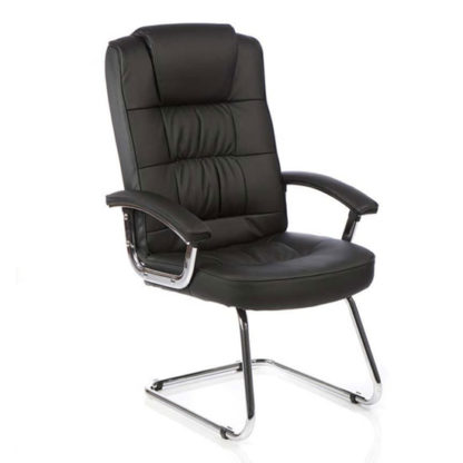 An Image of Moore Leather Deluxe Visitor Chair In Black With Arms