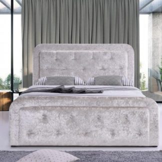 An Image of Ravello Fabric Storage Double Bed In Cream Crushed Velvet