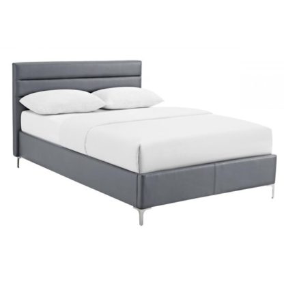 An Image of Arco Faux Leather Single Bed In Grey