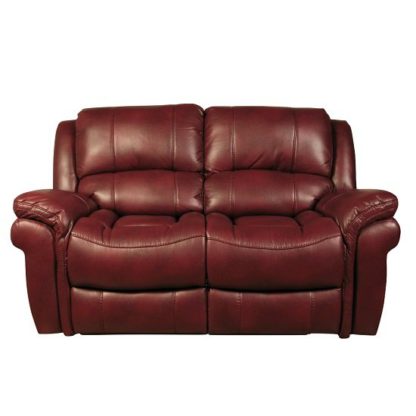 An Image of Claton Recliner 2 Seater Sofa In Burgundy Faux Leather