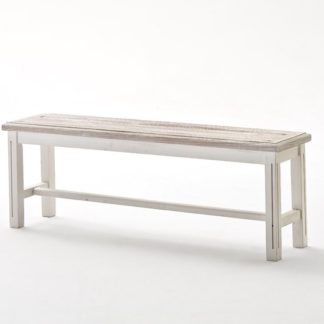 An Image of Opal Dining Bench In White Pine 2 Seater
