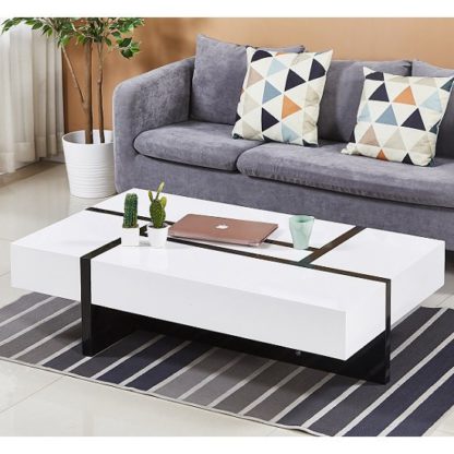 An Image of Storm Storage Coffee Table In White And Black High Gloss
