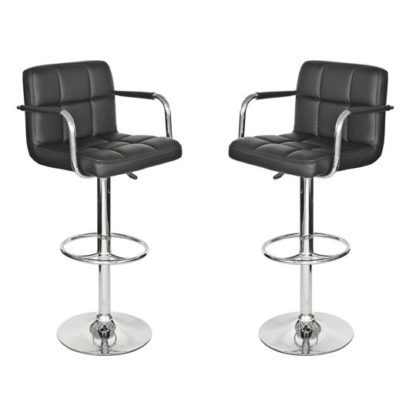 e160ffef491f6743495d15a1a04a7e3be8ba664e7bb886395880b20109094aa7.jpg An Image of Coco Black Leather Bar Stool In Pair