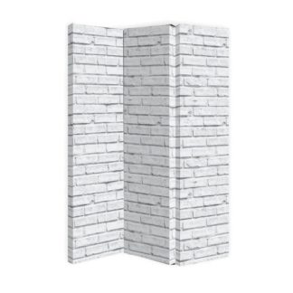 An Image of Gossette Canvas Room Divider Screen In White Brick Design