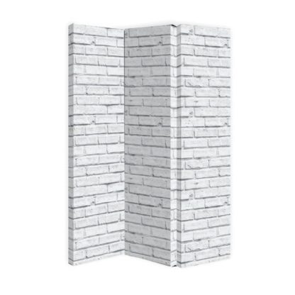 An Image of Gossette Canvas Room Divider Screen In White Brick Design