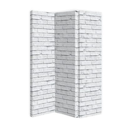 e1a5748c3732c2aa69ca006315f8d4aa481d754cce92d8c3bfa2811e3a949d72.jpg An Image of Gossette Canvas Room Divider Screen In White Brick Design