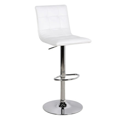 An Image of Vigo Faux Leather Bar Stool In White