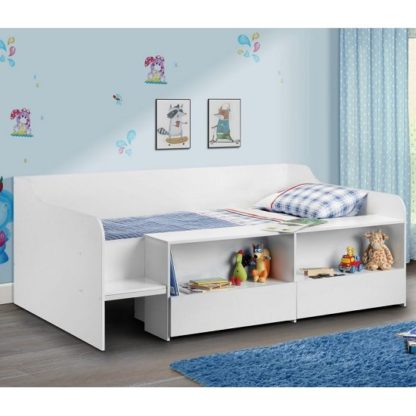 An Image of Carolyn Low Sleeper Children Bed In White With 2 Drawers