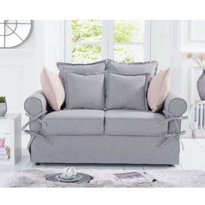 e1c89fafd5f89c7277ea97ac5c8e34395ddc9971a398c0cae763bd5c2ed0e627.jpg An Image of Riggs Linen Two Seater Sofa In Grey With Padded Seat And Back